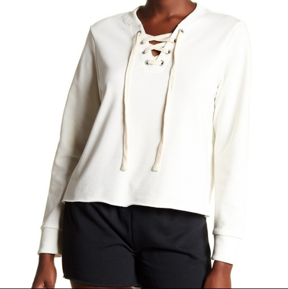 Alternative Apparel | Lace-Up Cropped Pullover - Picture 6 of 6